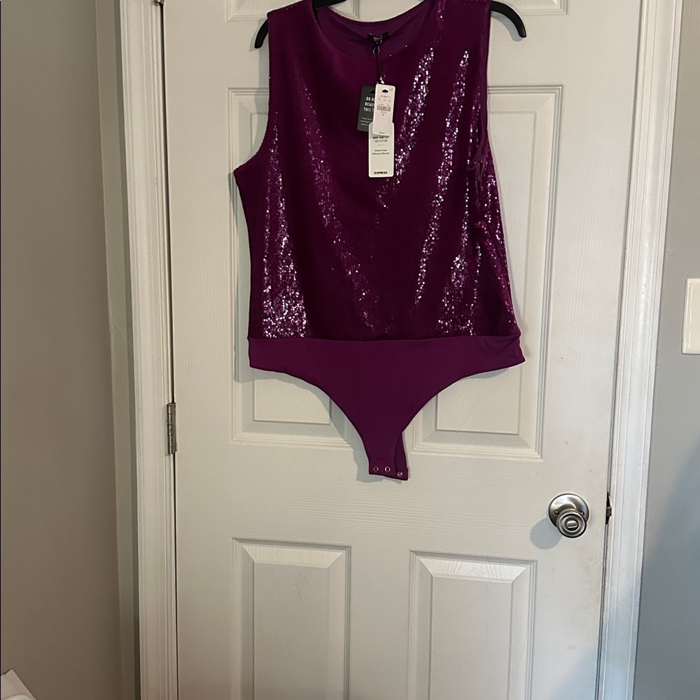 Express Fuchsia Sequin Top